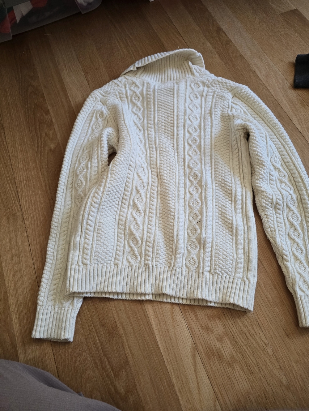 Janie And Jack Cream Cable-Knit Shawl Collar Sweater Sz 169 - Picture 5 of 5